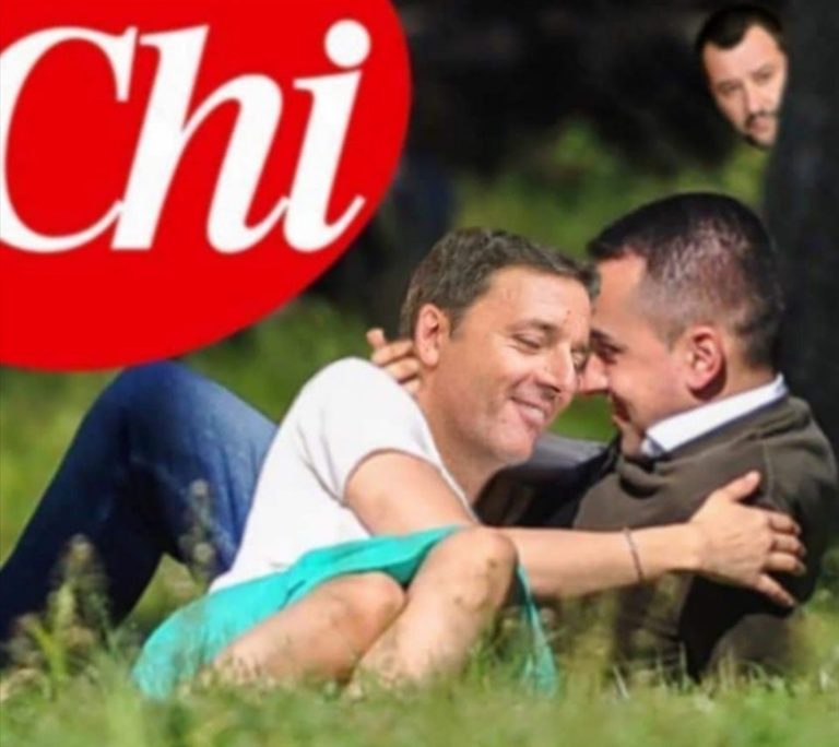 L’ironia del Web. Di Maio e Renzi amoreggiano sul prato, Salvini fa il guardone