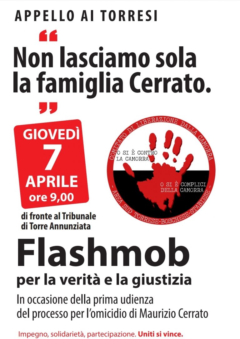 Ucciso per un posto auto, domani prima udienza. Flashmob del Comitato di liberazione dalla camorra e dal malaffare Area Sud di Napoli